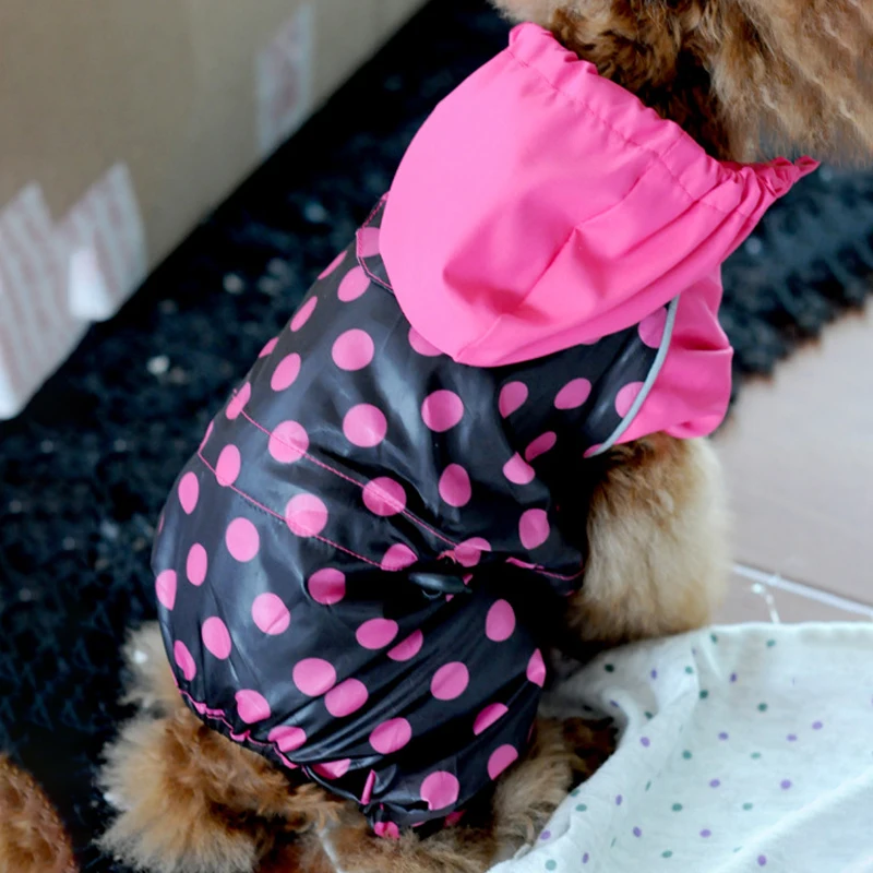 Dog Rain Coat For Small Dogs Waterproof Jumpsuit Polka Dot Raincoat Clothing Cat Chihuahua Golden Retriever | Дом и сад
