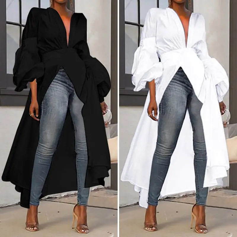 Женская Асимметричная Туника VONDA вечерние рубашки с длинными