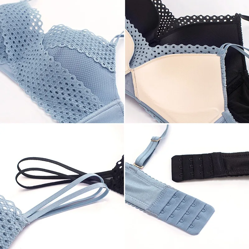 

Floral Lace Bras for Women Sexy Lingerie Beauty Back Deep V Bralette Wire Free Thin Underwear Push Up Bra Female Bralette