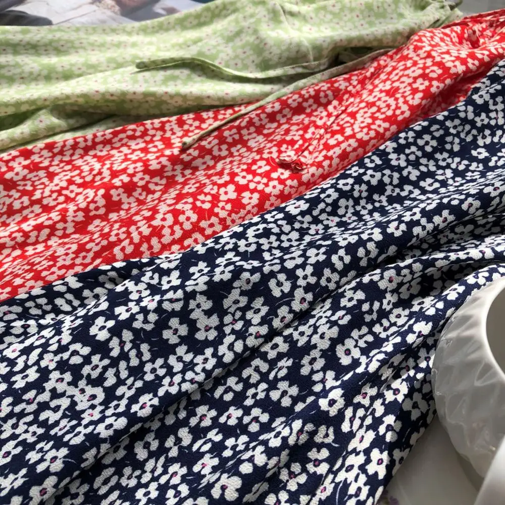 

100% Viscose Women's Midi Sling Dress Floral Printed Sleeveless Lace-up Drawstring Adjustment Fishtail Prairie Chic Sundress