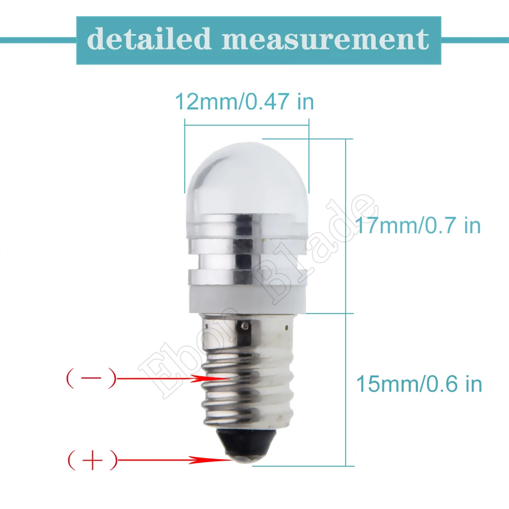 Фото 2PCS LED Torch Lights Bulb  6V DC 2 Watt 2W E10 1447 Screw Mini Led Bulbs 6000K White Replacement Flashlight Bulb Work Lamp №3