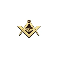 masonic lapel pins gold compass and sqaure handshake brooch gifts badges with butterfly clutch15mm
