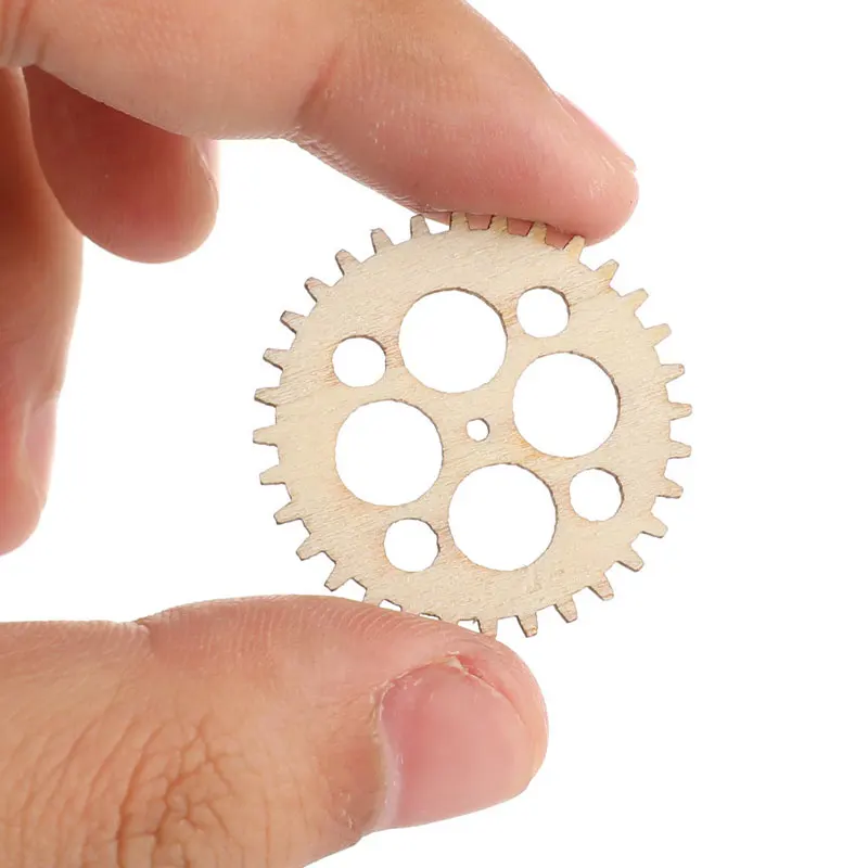 

50pcs 25~50mm Mixed Wheel Gears Natrual Wooden Scrapbooking Hollow Crafts For Handmade Cogs