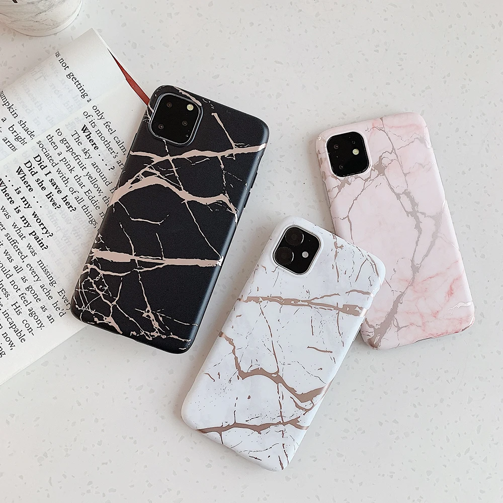 Модный золотой мраморный чехол для телефона IPhone 11 2019 задняя крышка мягкий