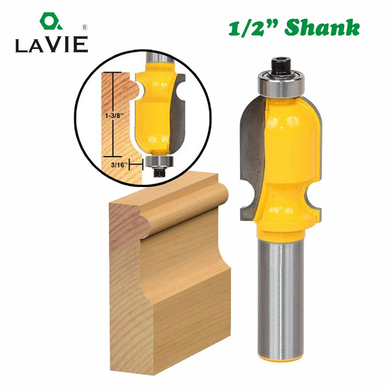 LAVIE 1pc 12MM 1/2 Inch Shank Architectural Molding Line Router Bit Woodworking Milling Cutter for Wood Bit Face Mill Wood 03080