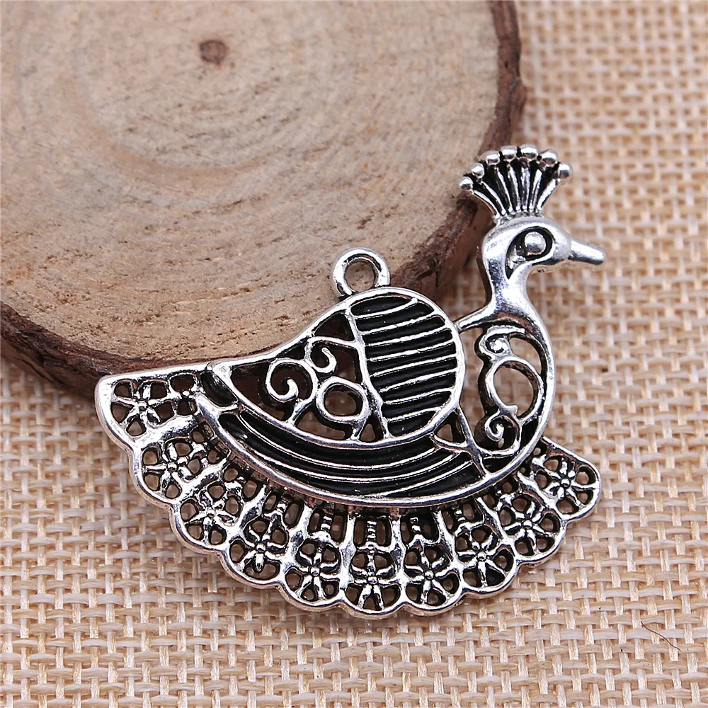 

2Pcs 40x41mm Antique Silver Color Peacock Charms For DIY Jewelry Making DIY Handmade Jewelry