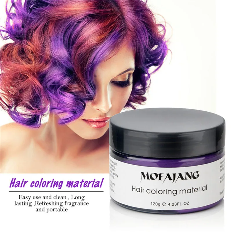 

Mofajang 7 colors 120g Unisex Hair Color Wax Mud Hair Dye Hair Color Cream BLUE Burgundy Gray Hair Dye Wax Easy Wash Plants Dye