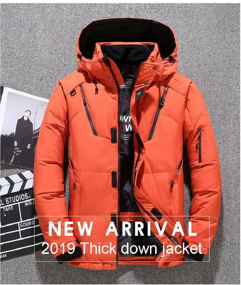 ZOGAA New 2021 Winter Men's Down Jacket Coat Male Short Thick Windproof Hooded Green Black Blue Gray Orange Large size M-3XL