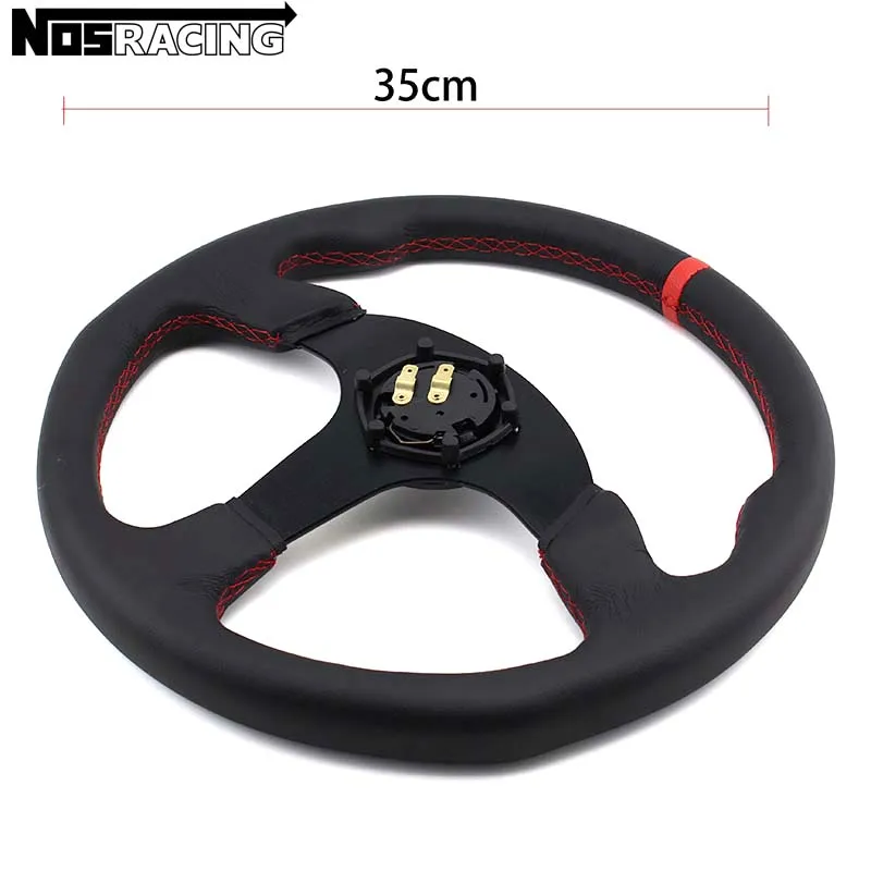 14-дюймовое кожаное рулевое колесо OM модификация JDM Гоночное плоское