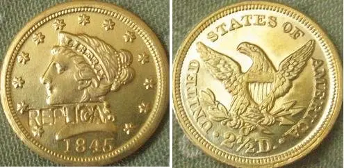 Копировальные монеты Liberty Gold 1845 O $2 5|Безвалютные монеты| |