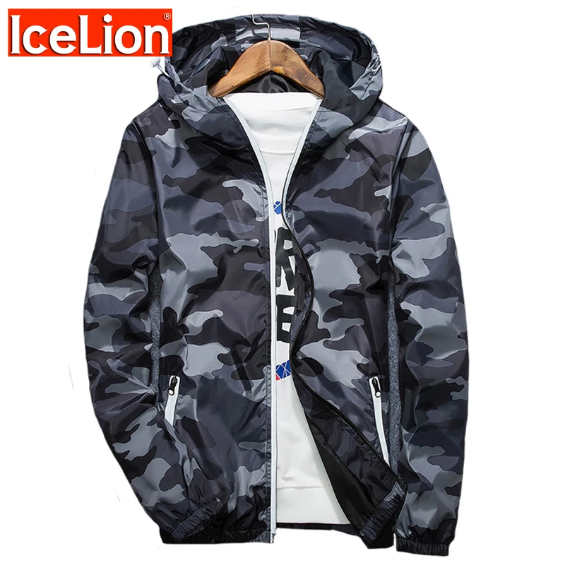 Мужская камуфляжная ветровка на молнии с капюшоном|slim fit windbreaker|camouflage jackets mencamouflage