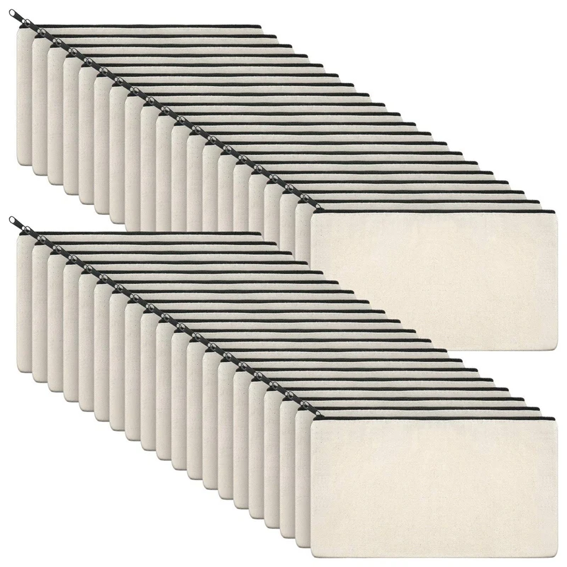 

40Pcs Canvas Zipper Bag Pencil Case Cosmetic Bag Blank Bag DIY Craft Bag Cosmetic Bag Cosmetic Bag DIY Craft School