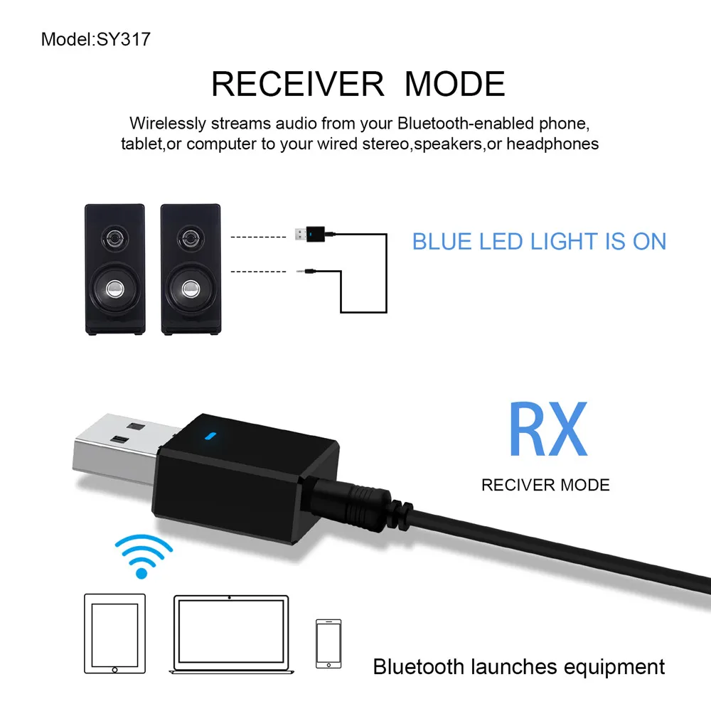 KEBIDU USB Bluetooth AUX аудио адаптер мини 5 0 приемник передатчик 3 мм разъем для ТВ ПК