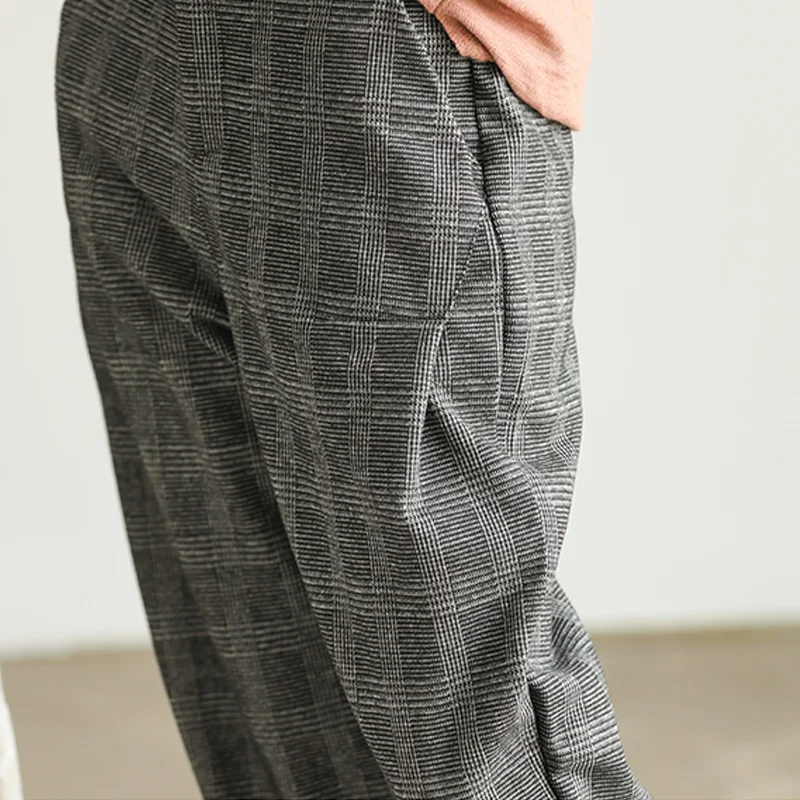 Женские клетчатые повседневные брюки Новинка осени 2019 винтажные женские на