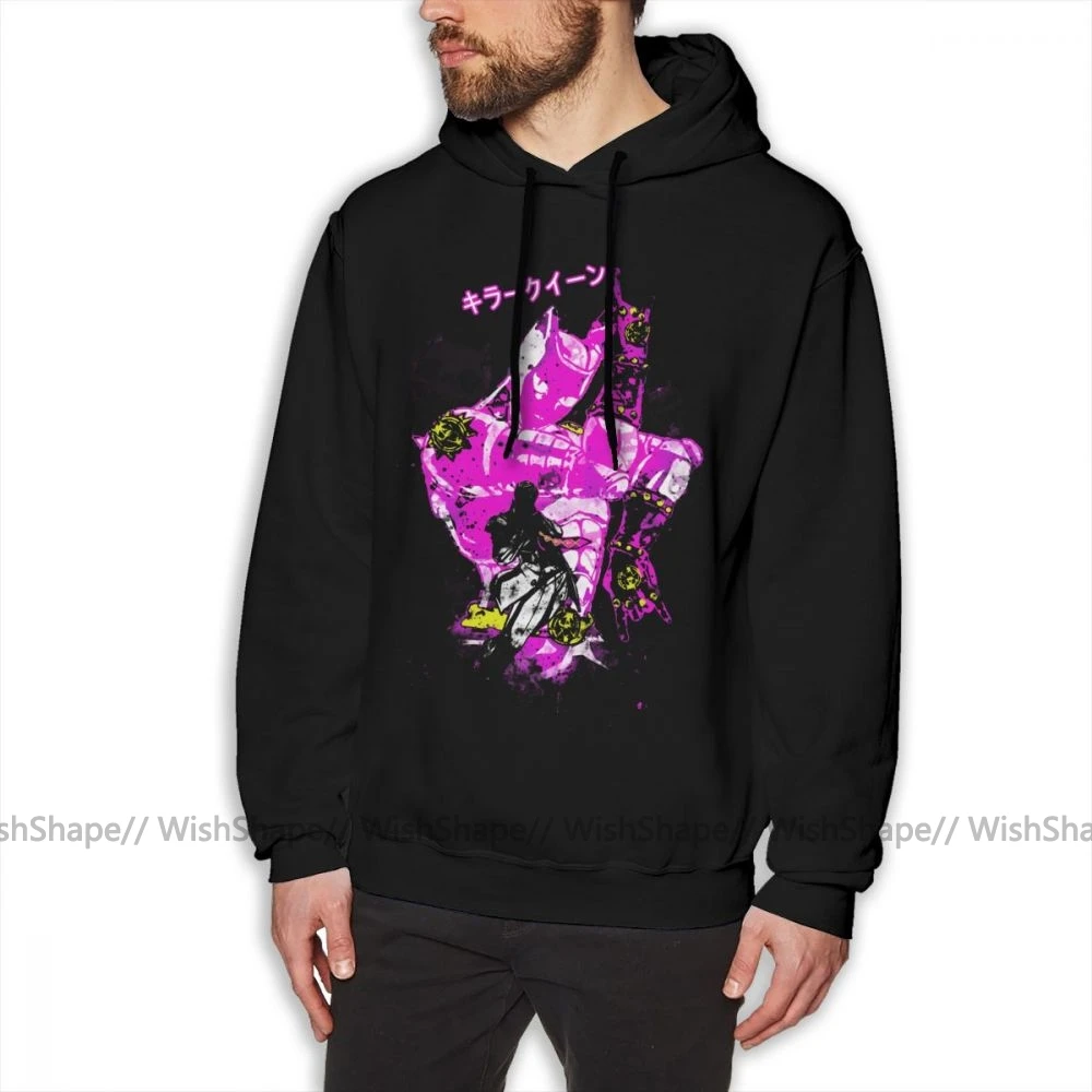 Jojo Толстовка Killer queen толстовки хлопок свободный пуловер худи мужской красный XXXL Зима хороший длинный рукав толстовки - Цвет: Black