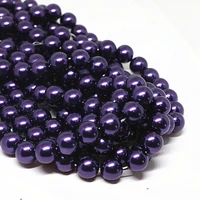high quality glass pearl beads purple imitation pearls round bead for diy bracelet jewelry making 4 6 8 10 12 14mm pearl bead