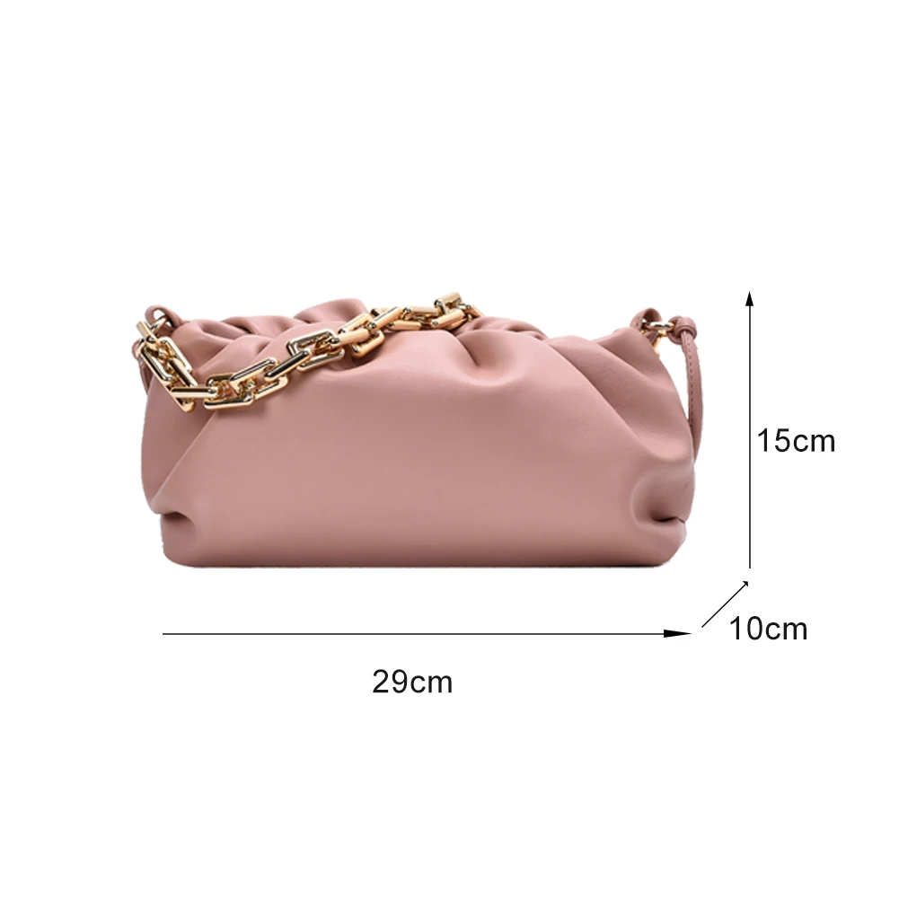 

Elegant Women Chain Bags Leather Shoulder Handbags Female Clutch Evening Party Purse Women Cloud Underarm Shoulder Bag Totes Hot