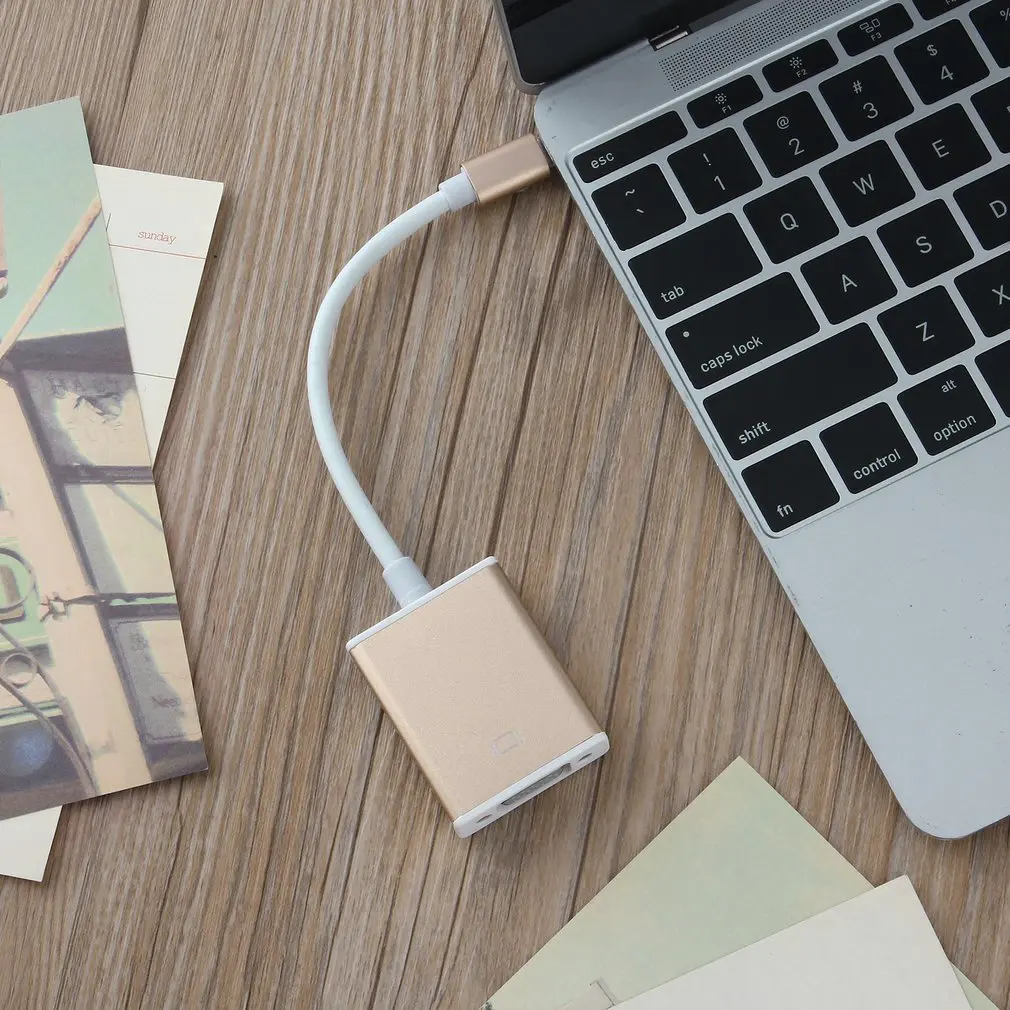 Тип C USB3.1 к VGA адаптер USB-C разъем Золотой цифровой концентратор с Алюминиевый
