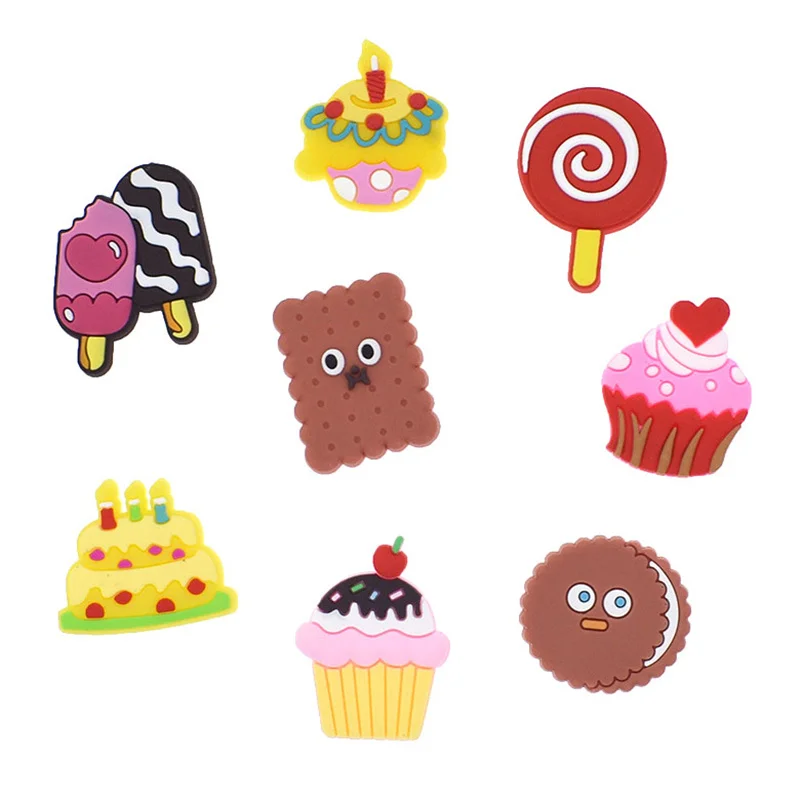 

food Shoe Decoration Buckle Charms cake ice-cream stick biscuit lollipop jbz for croc Bracelets kids birthday Gifts