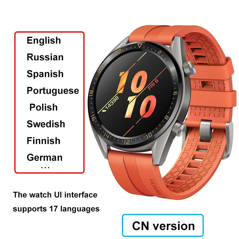 Orange Смарт-часы huawei GT, фитнес-трекер, шагомер, 1,39 дюймов, gps, водонепроницаемые, для телефонных звонков, трекер сердечного ритма для Android iOS - Цвет: Orange