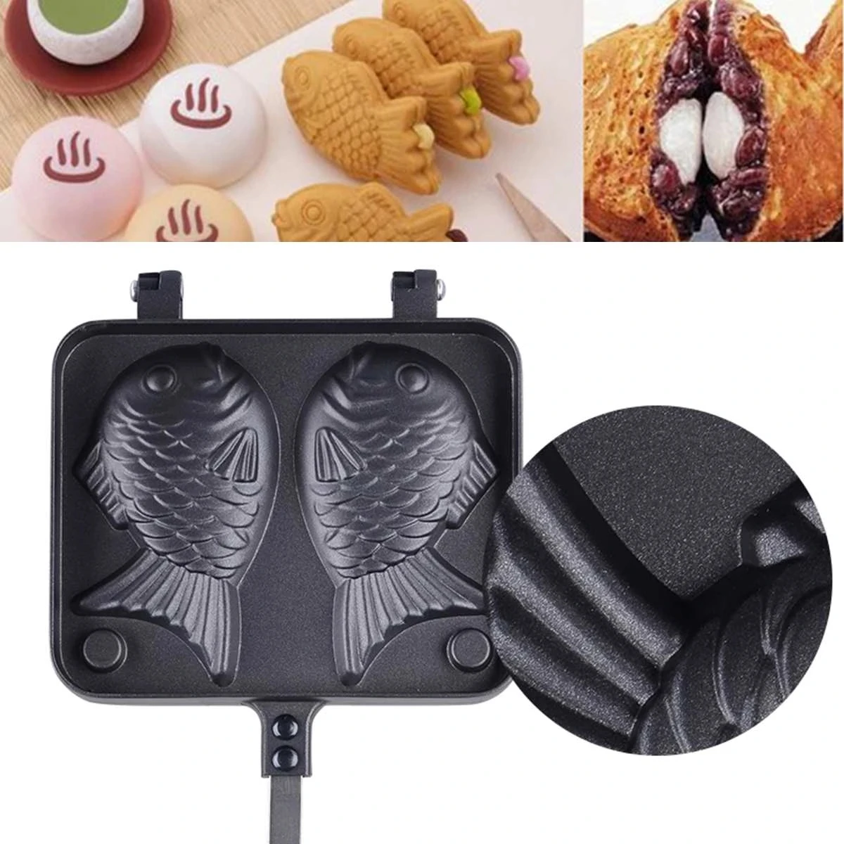 Форма для приготовления вафель в форме двух рыбок Double Fish Shaped Waffle Pan Maker Non-stick Buscuit Cake Bake Bakeware Home Kitchen DIY Dessert