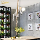 Современные лампа в форме обезьяны веревочные светодиодные подвесные светильники Освещение скандинавские реплики смола подвесной светильник детская комната внутренний Декор светильники