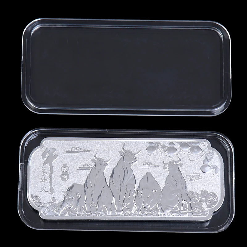 

Cute 2021 New Year Of The Silver Bars Ox Commemorative Coin Craft Chinese Zodiac Souvenir Medal