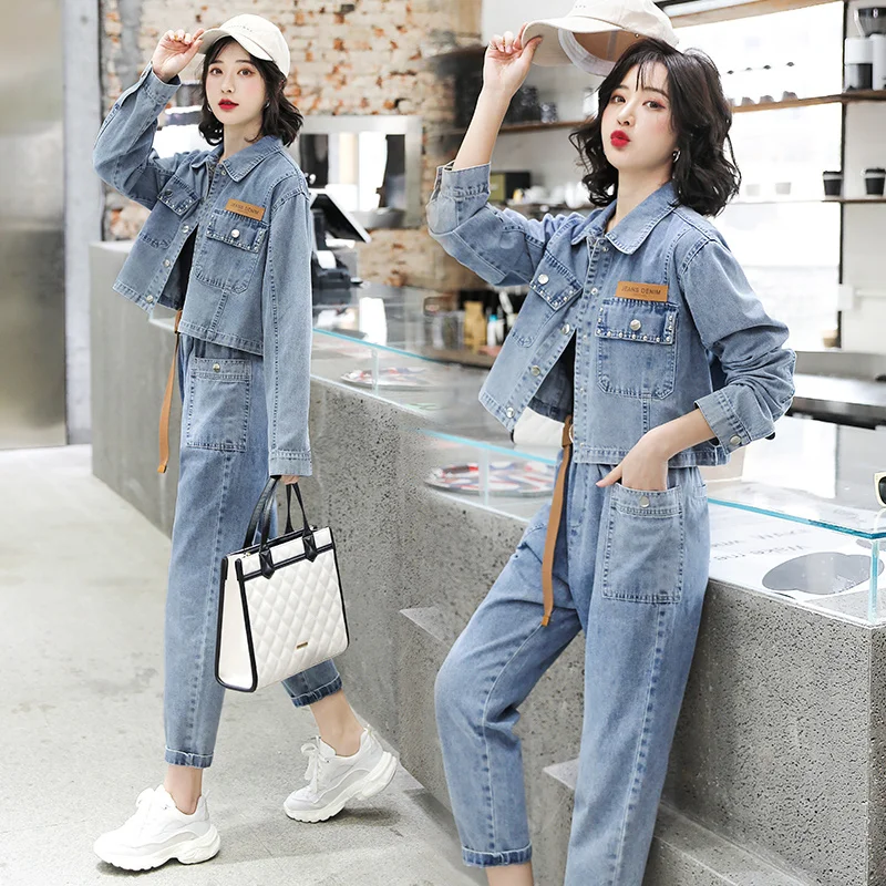 Джинсовая куртка для ранней весны женская короткая модная Свободная джинсовая в