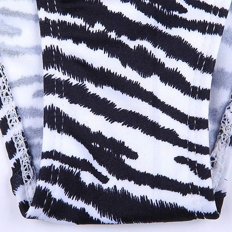 

Paotang 2021 Summer Sexy Brazilian Bikini A-Line Swimsuit Female Zebra Pattern Fashion Colorful Print Unique Personality Wild