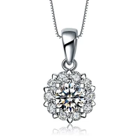 aaa natural diamond necklaces pendants 925 sterling silver flower necklaces for female romantic wedding gift with chain