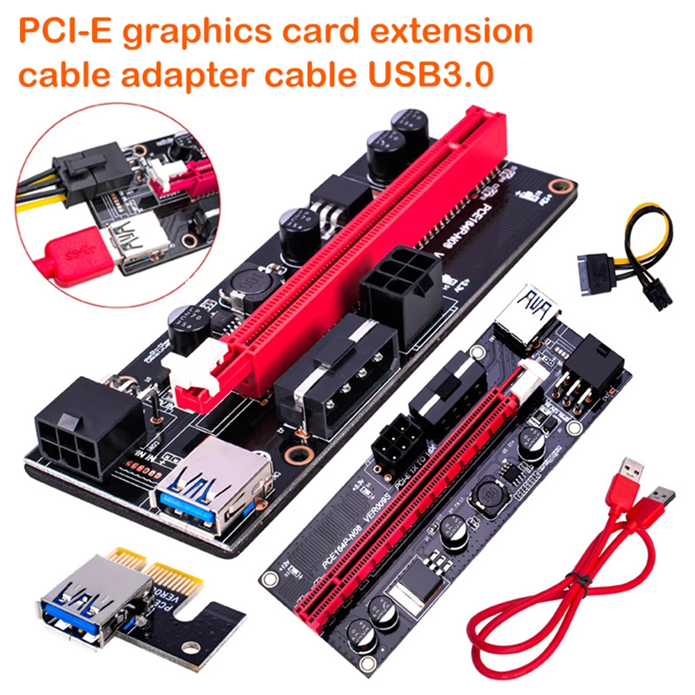 

PCI-E Riser 009S 16X удлинитель PCI-E Райзер USB 3.0 видеокарта выделенный PCIE Удлинительный кабель адаптер карта DU55