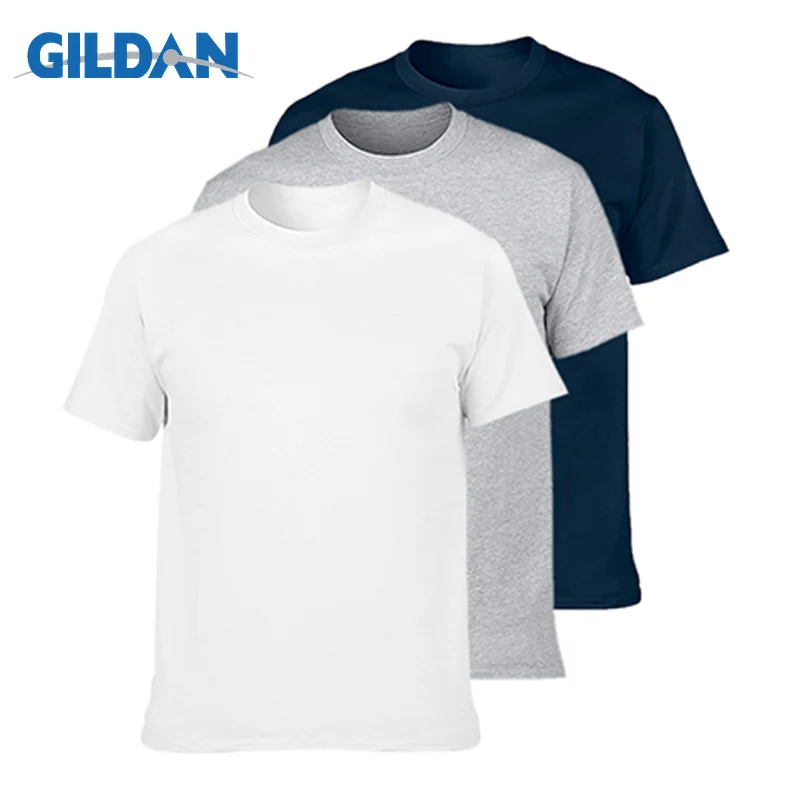 o neck whitegreyblue 3 шт./партия, Футболка GILDAN, мужская летняя футболка с короткими рукавами и круглым вырезом, Мужская футболка из хлопка, топы, Мужская брендовая футболка, плюс размер, XS-3XL - Цвет: o neck whitegreyblue