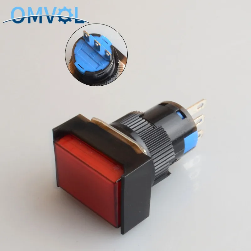 1PC 16mm Self-Recovery Rectangle Momentary Push Button 3Pin Plastic Reset Retangle Button
