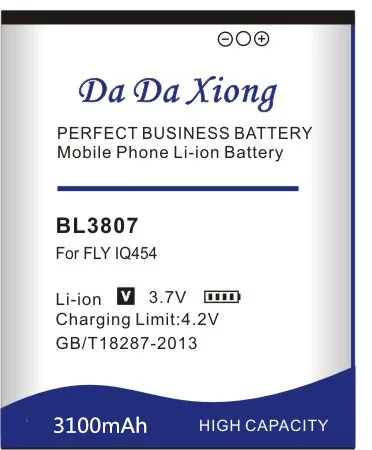 Da Xiong 3100mAh BL3807 литий ионный аккумулятор для телефона FLY IQ454 батареи телефона|battery