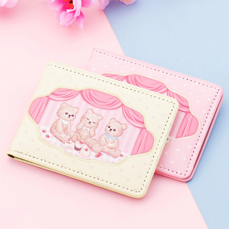 

Симпатичный медведь сумка для водительского удостоверения мультяшный розовый держатель для кредитных карт из искусственной кожи защитный...