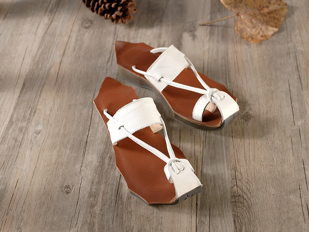 

Summer Woman Slippers Slip On Platform Beach Slippers for Women Vintage Flip Flops Genuine Leather Shoes High Quality