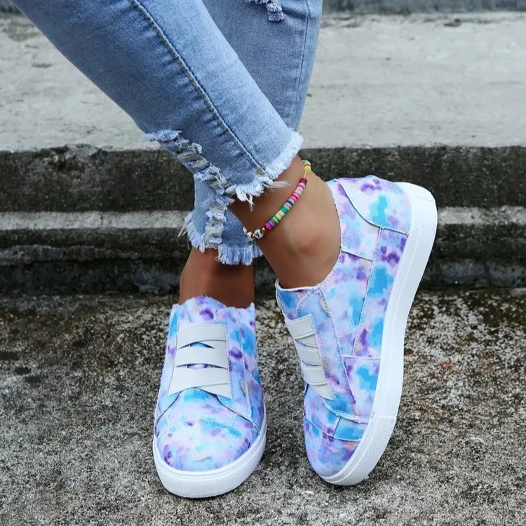 

Women Chunky Sneakers Plus Size Casual Flat Shoes Elastic Overshoes Rainbow Single Shoes 2021 Autumn Breathable Non-slip Shoes