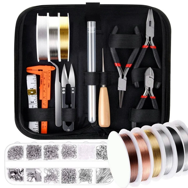 

Jewelry Making Supplies Kit with Beading Tools, Jewelry Wire and Jewelry Findings for Jewelry Repair and Craft