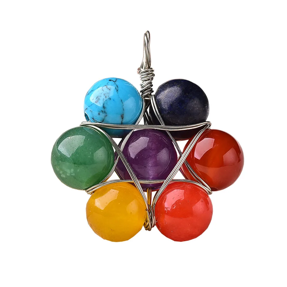 

1PC Fashion Natural Stone Pendant Colorful Amethyst Turquoioses Agate Mineral Jewelry Chakra Energy Quartz For Men Women Crystal