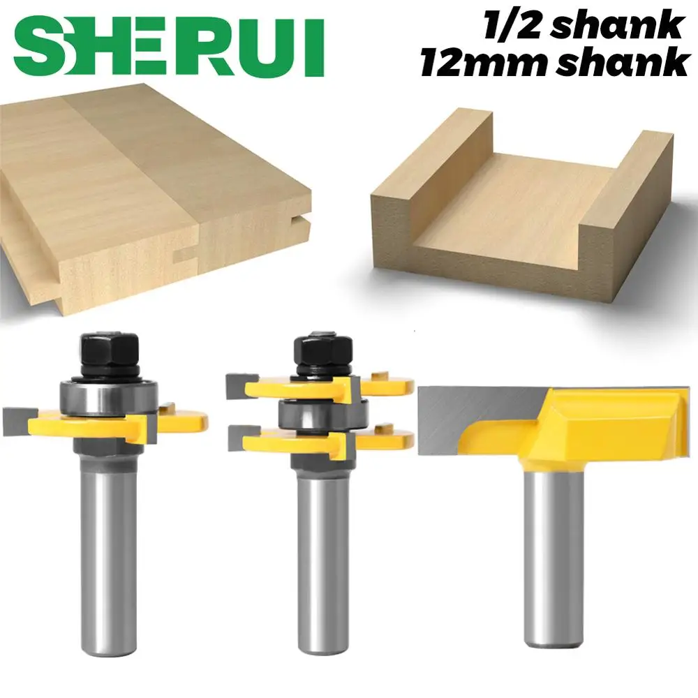 Набор Т образных фрез комплект из 3 насадок для работ по дереву 12 мм 3/4 дюйма с