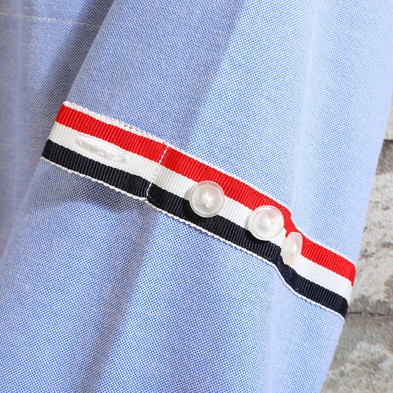 

New contrast color webbing long sleeve shirt trend fashion Solid color Business casual shirt 2020 Four Seasons Square collar top