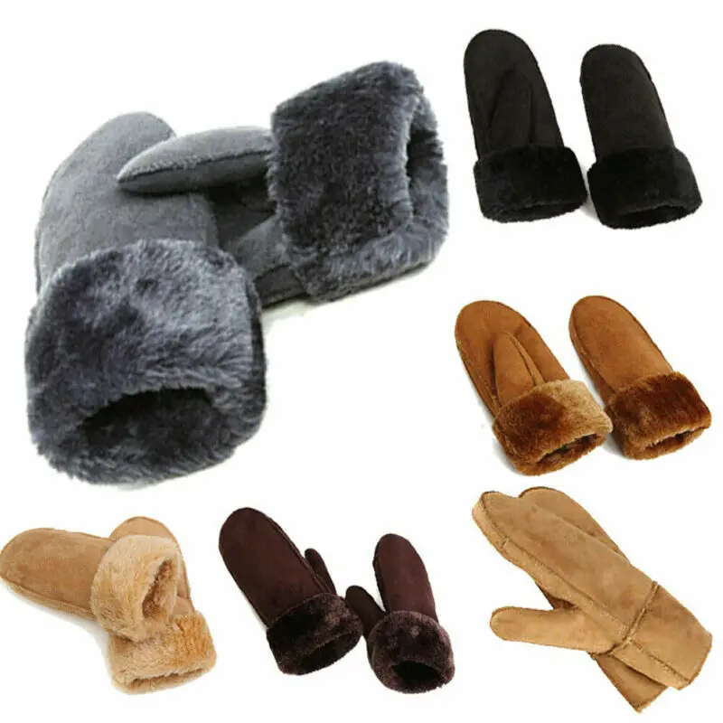 Зимние женские шерстяные перчатки из натуральной кожи кожаные варежки