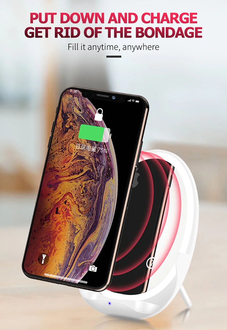 Портативный заполняющий светильник зеркало беспроводное зарядное устройство