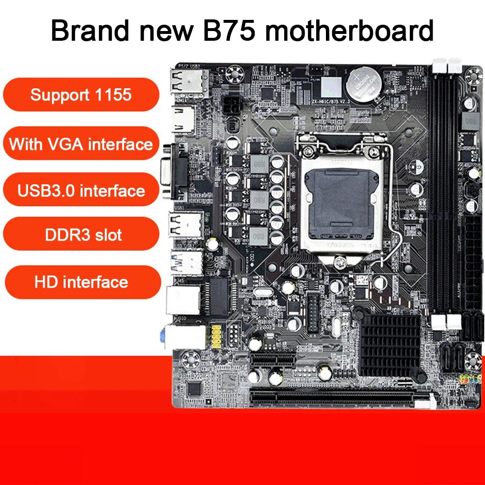 

B75 Computer Motherboard M-ATX Dual Channel DDR3 16G Memory USB 3.0 SATA 2.0 HDMI-Compatible+VGA Desktop Mainboard for LGA 1151