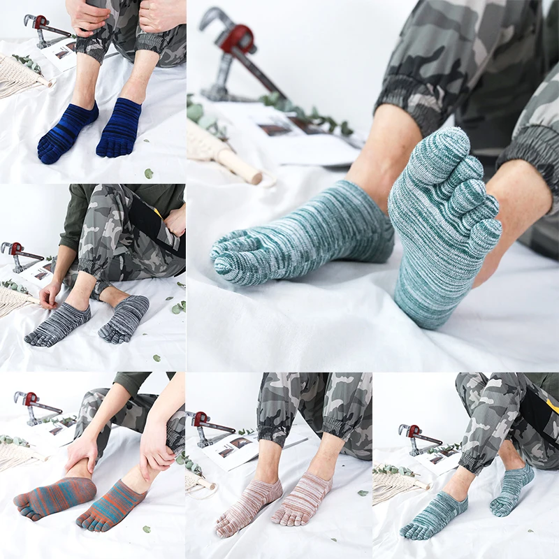 

Летние носки с пальцами для мужчин и женщин, носки с пятью пальцами, дышащие хлопковые носки, однотонные спортивные носки для бега, впитываю...