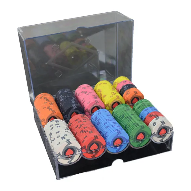 200pcs acrylic box 100-500PCS заказ на большую партию товара по индивидуальному заказу номинал Керамика Материал Техасский Холдем фишки для покера набор - Цвет: 200pcs acrylic box