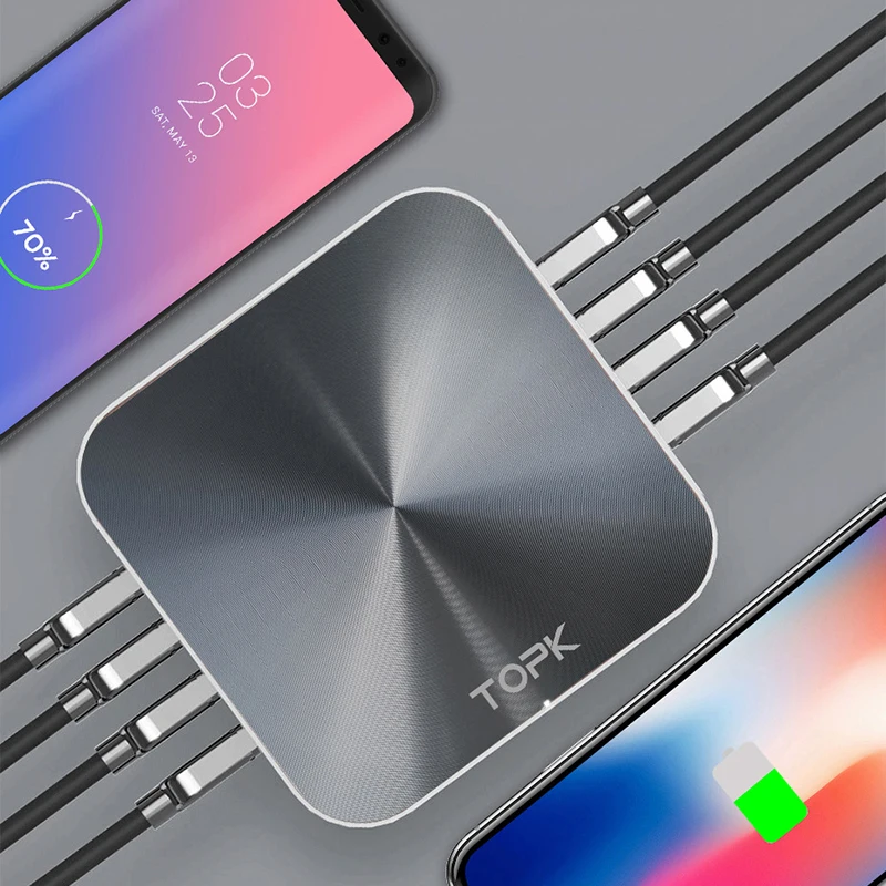 TOPK 50 Вт Quick Charge 3 0 USB зарядное устройство 8 портов Мобильный телефон настольное