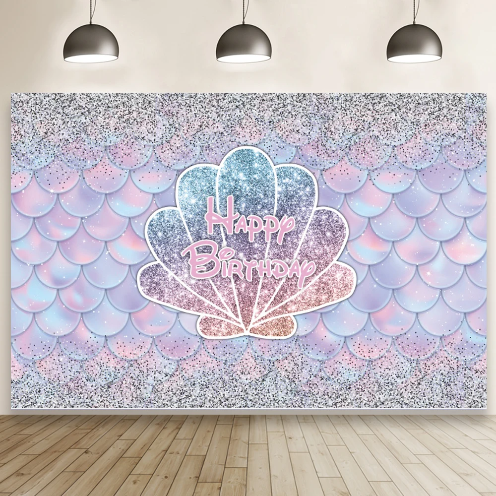 

Светильник лый боке блестящая рыба чешуя Русалки принцесса фон на заказ счастливая Девочка День рождения новорожденный детский душ