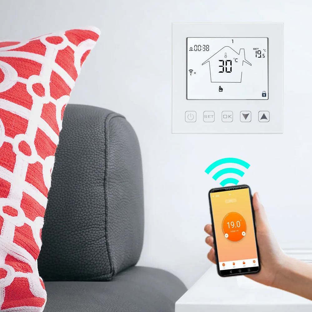 Умный Wi-Fi термостат 16A контроллер температуры Электрический теплый пол обогревающий термостат работает с Echo Google Home Tuya