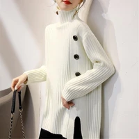 Womens Pullover in Autumn and Winter Thickened and Loose Wear Medium Length Bottom Hem Split Knitted Bottom Sweater